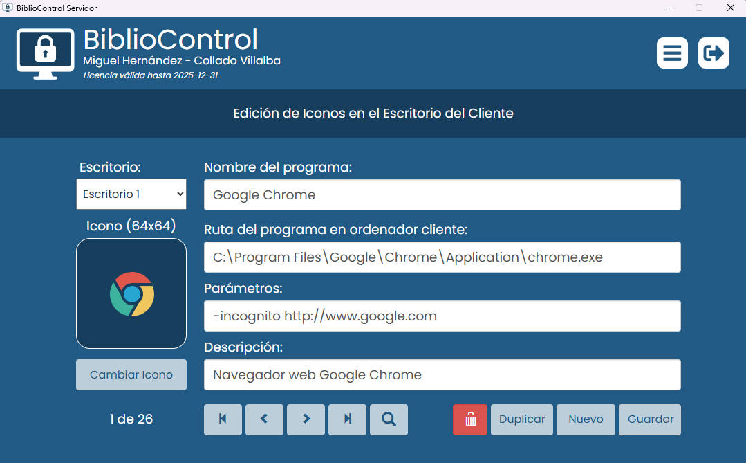 Edición de iconos del escritorio del cliente
